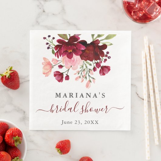 Burgundy-Brautparty Serviette (Beispiel)