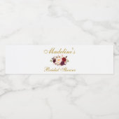 Burgundy-Brautparty Wasserflaschenetikett (Einzelnes Label)