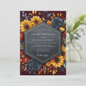 Burgundy Breathtaking Harvest Wedding Einladung (Stehend Vorderseite)