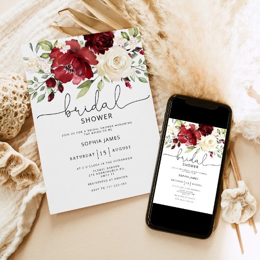 Burgundy Bridal Dusche Einladung