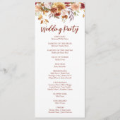 Burgundy Brown Beige Floral Flowers Wedding Programm (Rückseite)