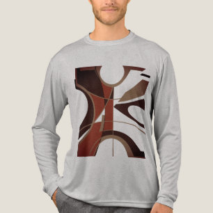 Burgundy Brown Black Bold Large Geometric Abstrakt Tri-Blend Shirt