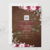Burgundy Brown Floral Winter Hochzeit im Herbst ei Einladung (Rückseite)