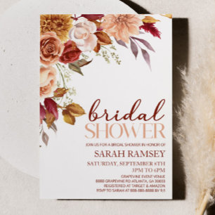 Burgundy Brown Orange Blume Brautparty Einladung