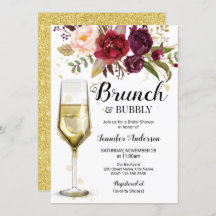Burgundy Brunch & Bubbly Bridal Dusche Einladung