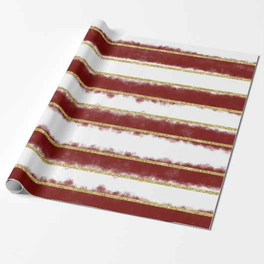 Burgundy Brush Strokes w Glitzer Wrapping Paper Geschenkpapier (Ungerollt)