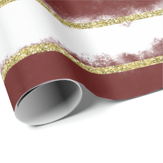 Burgundy Brush Strokes w Glitzer Wrapping Paper Geschenkpapier (Rolleneckpunkt)