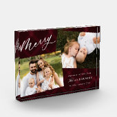 Burgundy Brushed Karierter Urlaub Fotoblock (Links)