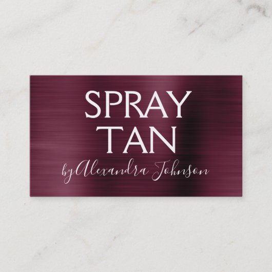 Burgundy Brushed Metal Spray Tan Visitenkarte (Vorderseite)