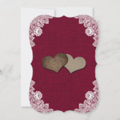 Burgundy Burlap Floral Lace Sonnenblume Hochzeit Einladung (Rückseite)