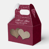 Burgundy Burlap Heart Wedding Vielen Dank Geschenkschachtel (Rückseite)