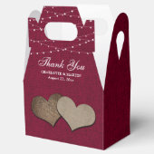 Burgundy Burlap Heart Wedding Vielen Dank Geschenkschachtel (Geöffnet)