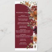 Burgundy Burnt Orange Arch Wedding Programm (Rückseite)
