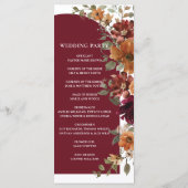 Burgundy Burnt Orange Arch Wedding Programm (Rückseite)