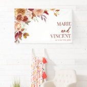 Burgundy Burnt Orange Brown Blume Wedding Banner (Insitu)