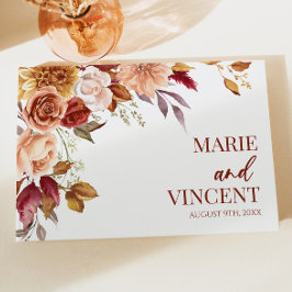 Burgundy Burnt Orange Brown Blume Wedding Gästebuch