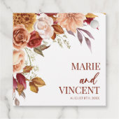 Burgundy Burnt Orange Brown Blume Wedding Geschenkanhänger (Rückseite)