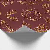 Burgundy Burnt Orange Fall Pumpkins & Blätter Geschenkpapier (Ecke)