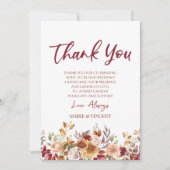 Burgundy Burnt Orange Floral Blume Custom Foto Dankeskarte (Vorderseite)