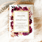 Burgundy Burnt Orange Floral Elegante Hochzeit Einladung
