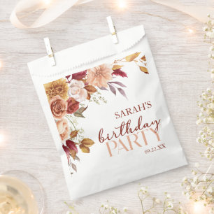 Burgundy Burnt Orange Floral Geburtstagsparty Geschenktütchen