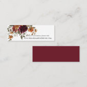 Burgundy Burnt Orange Floral Wedding Website Card Mini Visitenkarte (Vorne/Hinten)