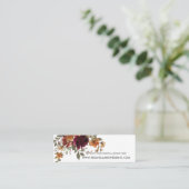 Burgundy Burnt Orange Floral Wedding Website Card Mini Visitenkarte (Stehend Vorderseite)