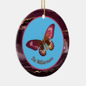 Burgundy Butterfly auf Blue Sky Merry und Bright Keramik Ornament (Rechts)