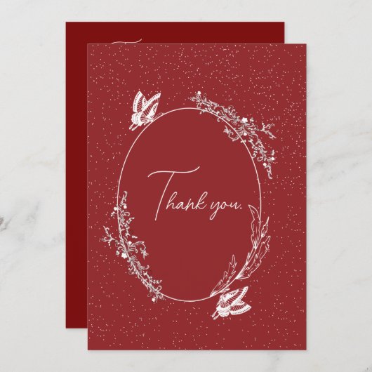 Burgundy Butterfly Card Feiertagskarte (Vorne/Hinten)