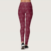 Burgundy Butterfly Kontur Pattern Leggings (Rückseite)