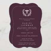 Burgundy Caduceus Medical School Abschluss Einladung (Vorne/Hinten)