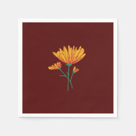 Burgundy Calendula Napkins Serviette