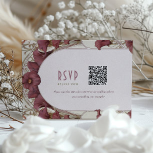 Burgundy Calla Lily RSVP Karte mit QR Code