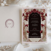 Burgundy Calla Lily Wedding Art Nouveau Mucha Einladung