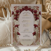 Burgundy Calla Lily Wedding Art Nouveau Mucha Folieneinladung