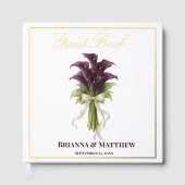 Burgundy Calla Lily Wedding Bouquet Ivory Ribbon  Gästebuch (Vorderseite)