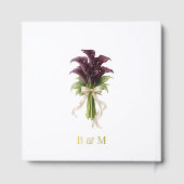Burgundy Calla Lily Wedding Bouquet Ivory Ribbon  Gästebuch (Rückseite)