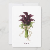 Burgundy Calla Lily Wedding Bouquet Ivory Ribbon  Save The Date (Rückseite)