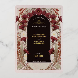 Burgundy Calla Lily Wedding Save The Date Folieneinladung