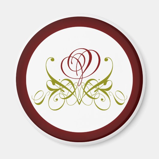 Burgundy Calligrafy Rose Magnet (Vorne)