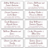 Burgundy Calligraphy Guest Address Labels (Vorderseite)