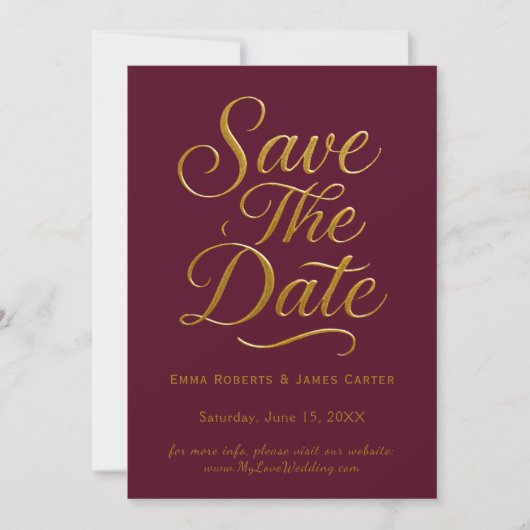 Burgundy Calligraphy Save the Date (Vorderseite)