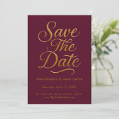 Burgundy Calligraphy Save the Date (Stehend Vorderseite)