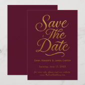 Burgundy Calligraphy Save the Date (Vorne/Hinten)