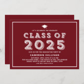 Burgundy Cap Class of 2024 Retro Abschluss Einladung (Vorne/Hinten)