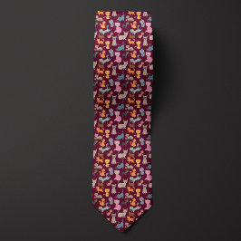 Burgundy-Cartoon-Cats-Montage Krawatte