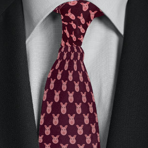 Burgundy Cartoon Pig Bauern Krawatte