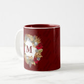 Burgundy CELEBRATE JESUS Weihnachtskranz Zweifarbige Tasse (Vorderseite Links)