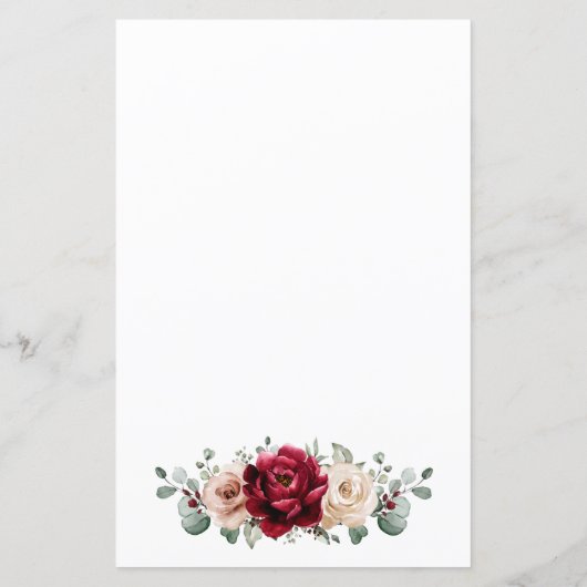 Burgundy Champagne Ivory Brautparty Bingo Game (Rückseite)