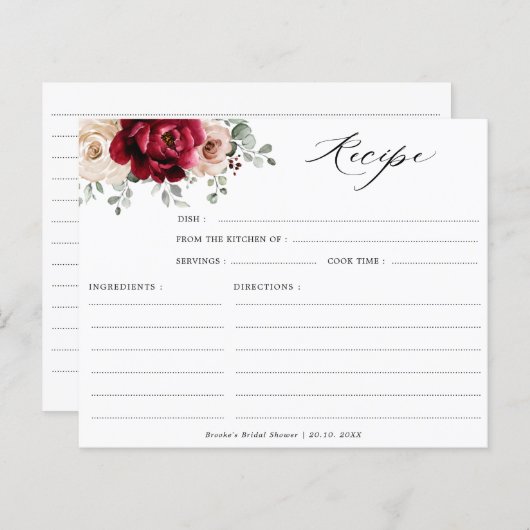 Burgundy Champagne Ivory Brautparty Rezept (Vorne/Hinten)